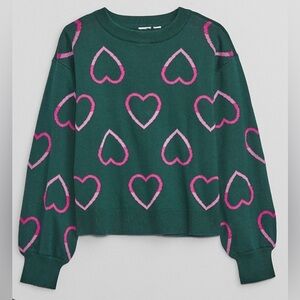 GAP Kids Green Jacket with Pink Hearts